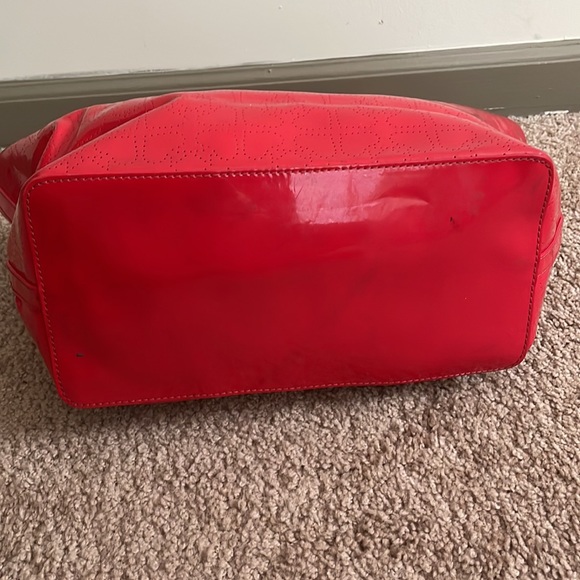 Kate Spade small Harmony Metro Perforated patent & leather Heart Red Tote Bag - Picture 12 of 16